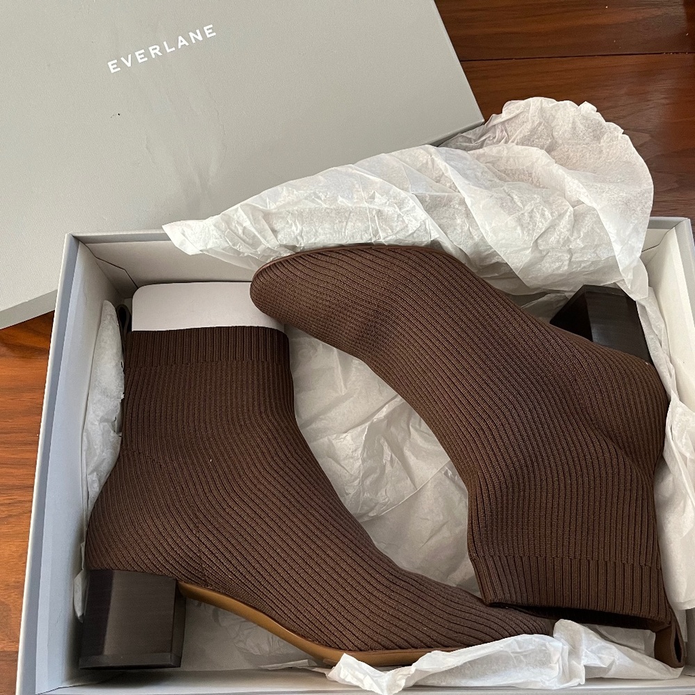 Everlane Brown Ribbed Glove Boot Bootie
